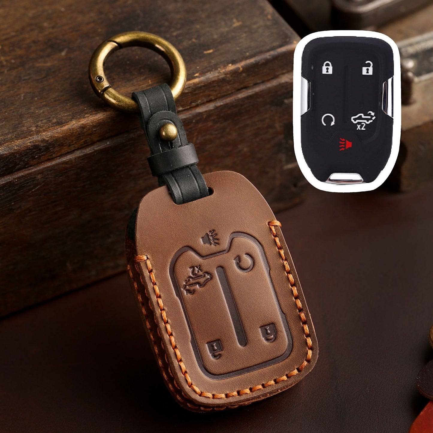 GMC Chevrolet Leather Car Key Cover 4,5,6 Button