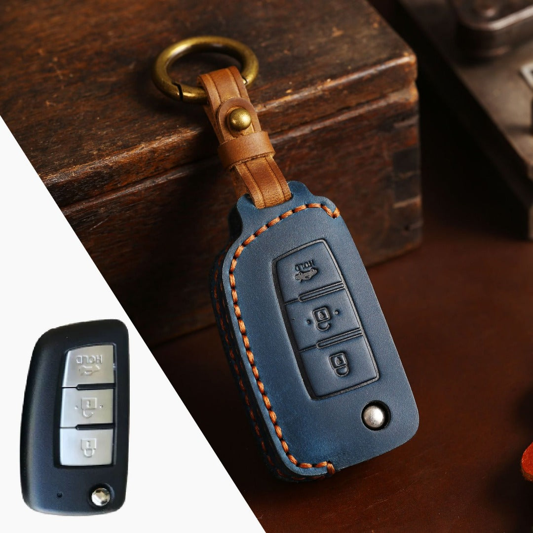 Nissan Sylphy Tiida X-Trail Qashqai Kicks Leather Car Key Cover 2,3 Button