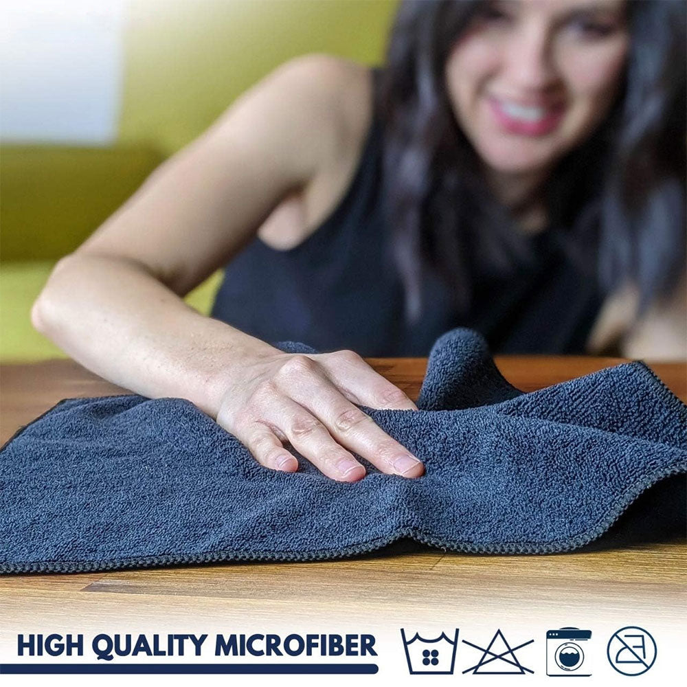 Microfiber Cleaning Cloth - 12 Packs 12.6"x12.6" - High Performance - 1200 Washes, Ultra Absorbent Towels Weave Grime & Liquid for Streak-Free Mirror Shine - Car Washing Cloth