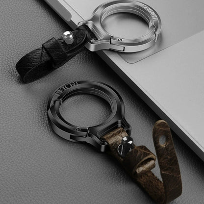 Top layer cowhide zinc alloy keychain