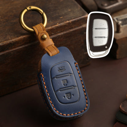 Hyundai Elantra IX25 Festa IX35 Verna Leather Car Key Cover 3 Button