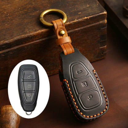 Ford EcoSport Focus Leather Car Key Cover 3 Button