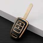 Carsine Honda Car Key Case Golden Edge black / 2 buttons