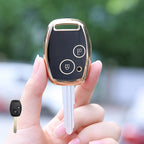 Carsine Honda Car Key Case Golden Edge 2 Buttons / Black / Key case