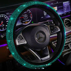 Carsine Rhinestone Steering Wheel Cover Green / 14.96 in / 38cm