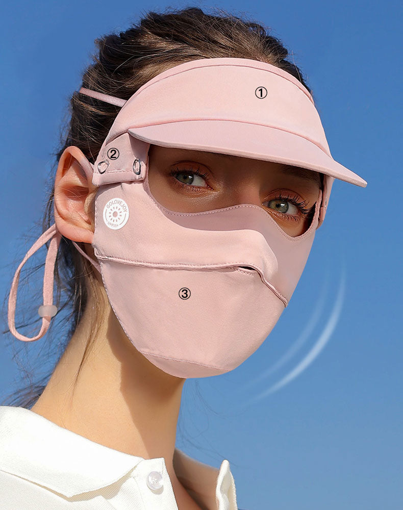 Carsine Summer ice silk sunscreen mask women's UV protection UPF 50+ Pink