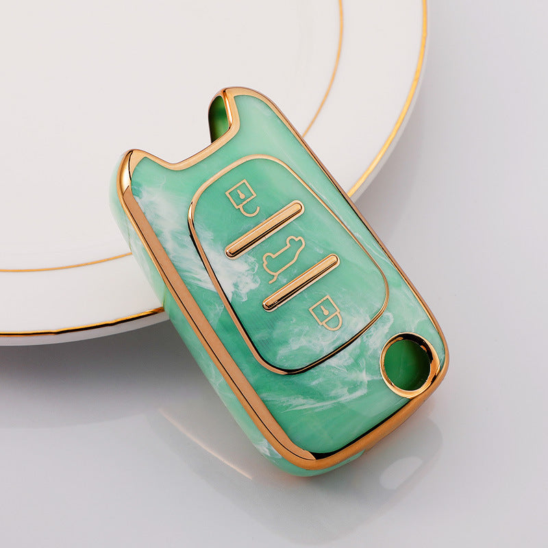 Carsine Hyundai Car Key Case Gold Inlaid With Jade Green / Key case