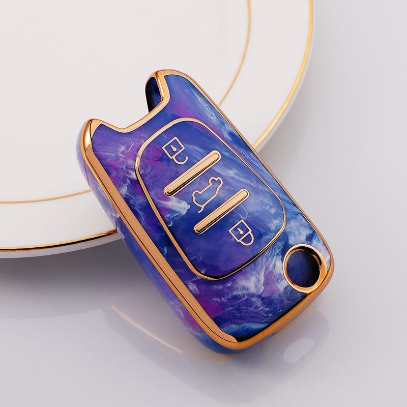 Carsine Hyundai Car Key Case Gold Inlaid With Jade Purple / Key case