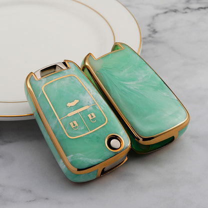 Carsine Chevrolet Buick Car Key Case Gold Inlaid With Jade Green / Key case