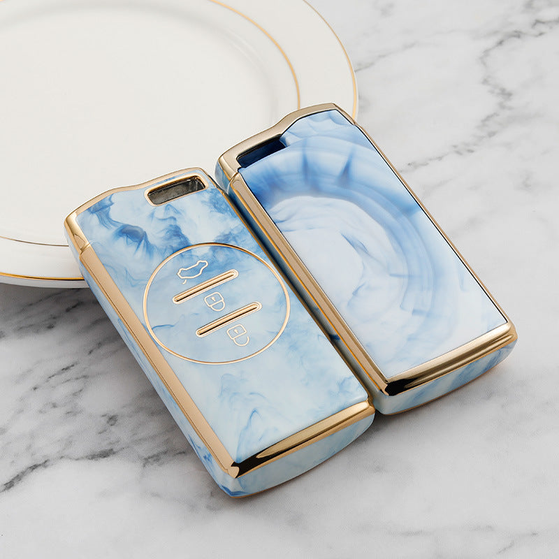 Carsine Chery Car Key Case Gold Inlaid With Jade Blue / Key case