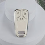 Carsine Audi Car Key Cover Silver Edge White / Key case