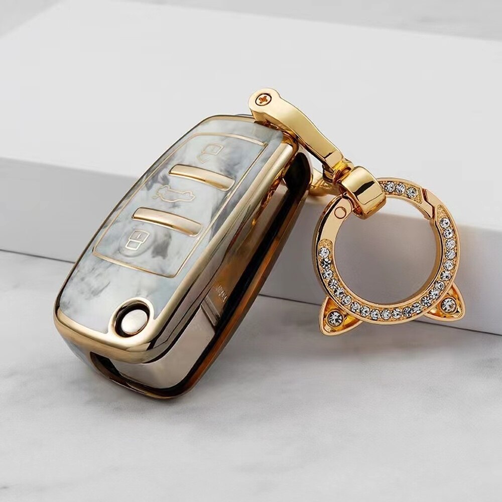 Carsine Audi Car Key Case Gold Inlaid With Jade