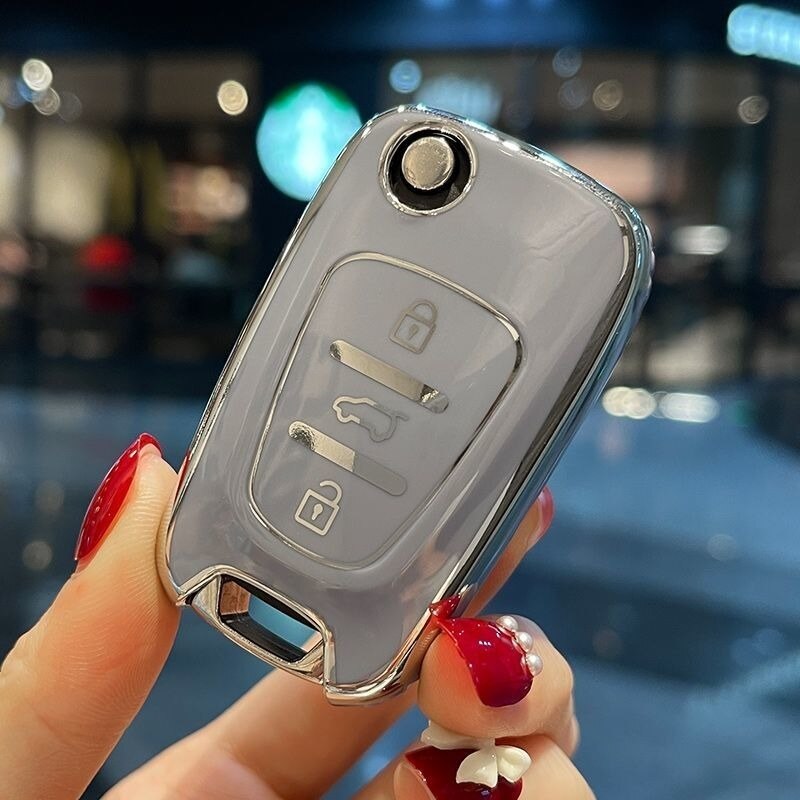 Carsine Kia Car Key Cover Silver Edge Silver / Grey / Key case